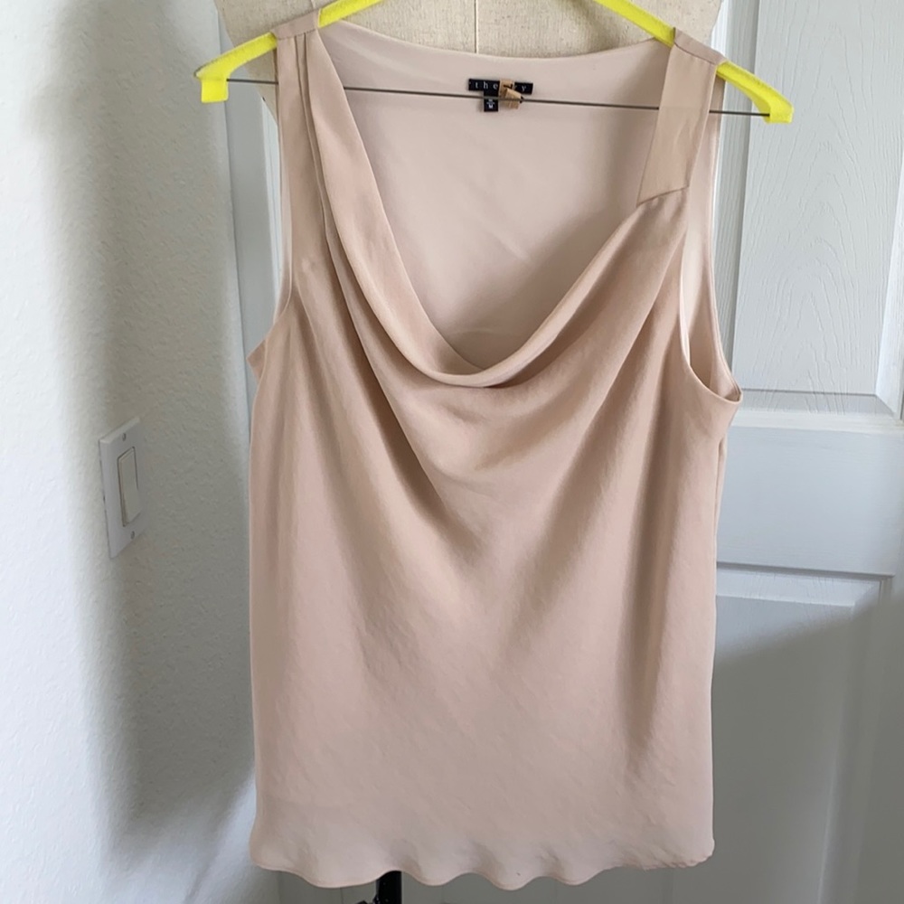 Theory cowl neck sleeveless blouse